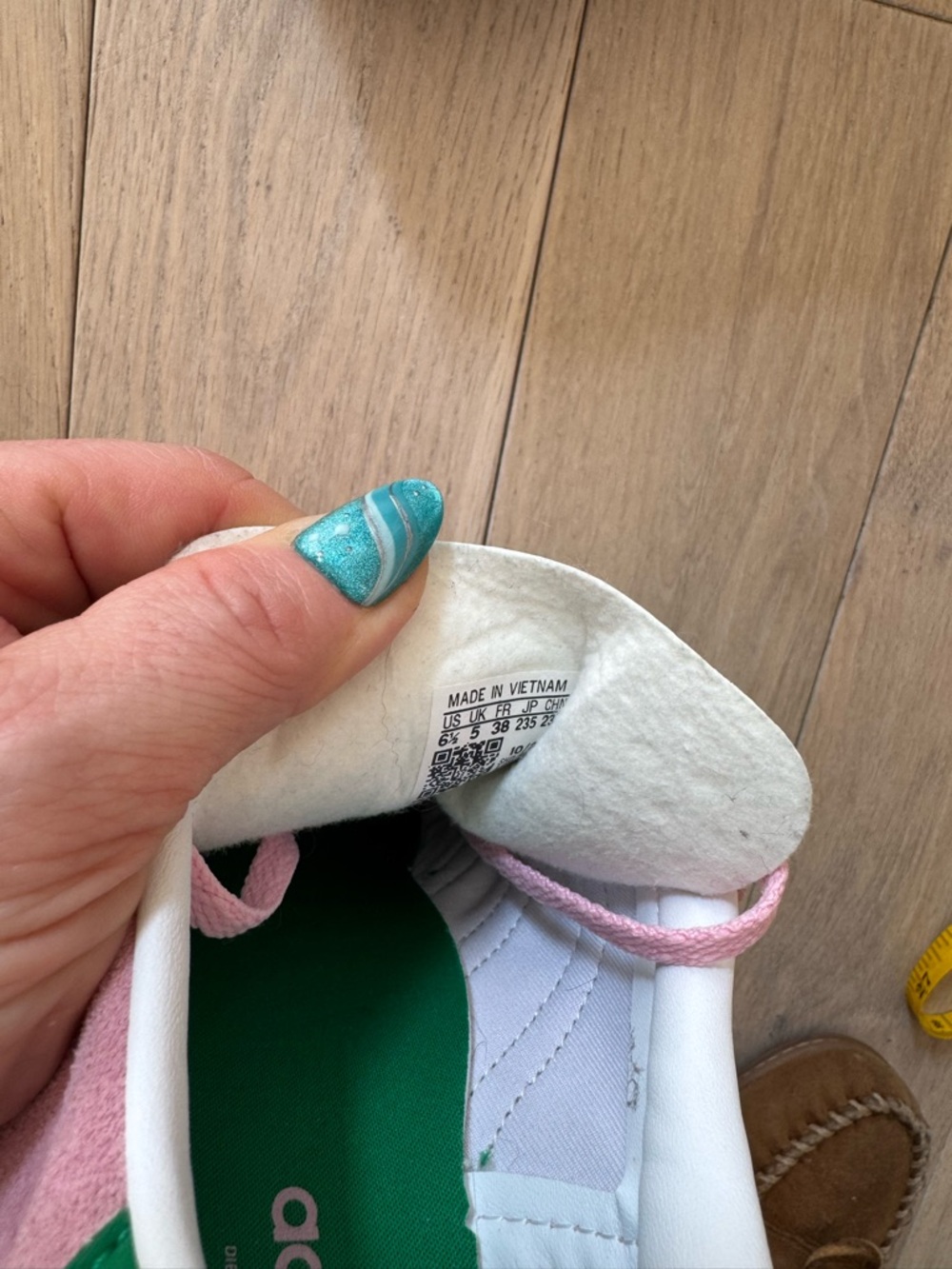 adidas Pink and Green Gazelle Platform Sneakers - Picture 5 of 9
